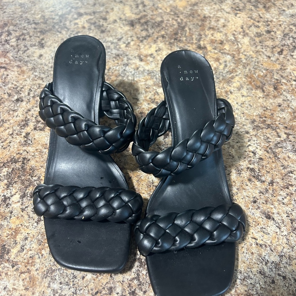 A New Day Women's Elegant Black Braided Sandals